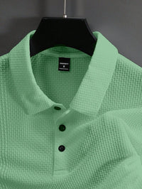 Manfinity Homme Camisa Polo Casual Masculina Sólida e Texturizada para o Verão, para Golfe