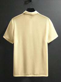 Manfinity Homme Camisa Polo Casual Masculina Sólida e Texturizada para o Verão, para Golfe