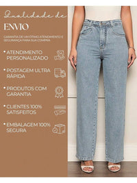Calça Jeans Feminina Pantalona Wide Leg 100% Jeans Boca Larga Gaven Tecido Grosso Premium Boca de Sino