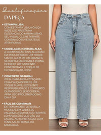 Calça Jeans Feminina Pantalona Wide Leg 100% Jeans Boca Larga Gaven Tecido Grosso Premium Boca de Sino