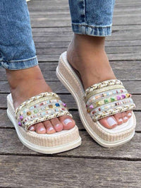 Sandália Tamanco Feminina Detalhe em Pedraria Confortável Luxo Moda