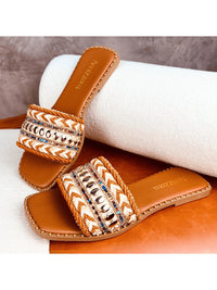 Amizzara Sandália Rasteirinha Feminina Estilo Bohemian Indiana Chic Boho Tecido Trançado Artesanal Exclusiva Bico