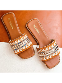 Amizzara Sandália Rasteirinha Feminina Estilo Bohemian Indiana Chic Boho Tecido Trançado Artesanal Exclusiva Bico