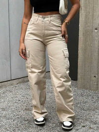 Calça Feminina Cargo Wide leg Jeans Elegante premium Excelente qualidade