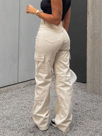 Calça Feminina Cargo Wide leg Jeans Elegante premium Excelente qualidade