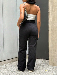 Calça Feminina Cargo Wide leg Jeans Elegante premium Excelente qualidade