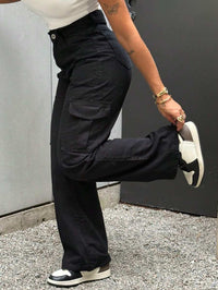 Calça Feminina Cargo Wide leg Jeans Elegante premium Excelente qualidade