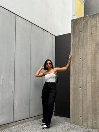 Calça Feminina Cargo Wide leg Jeans Elegante premium Excelente qualidade