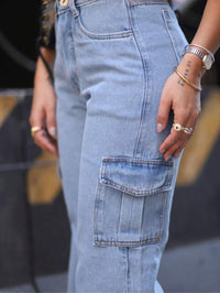 Calça Feminina Cargo Wide leg Jeans Elegante premium Excelente qualidade