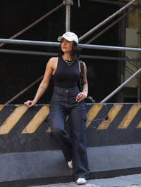 Calça Feminina Cargo Wide leg Jeans Elegante premium Excelente qualidade