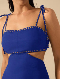 CAJUNI Vestido Boho Feminino Estampa de Árvore de Banana, Vestido Preto Casual de Verão com Amarração Oca na Cintura Sem Mangas, Vestido Casual de Férias