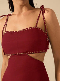 CAJUNI Vestido Boho Feminino Estampa de Árvore de Banana, Vestido Preto Casual de Verão com Amarração Oca na Cintura Sem Mangas, Vestido Casual de Férias