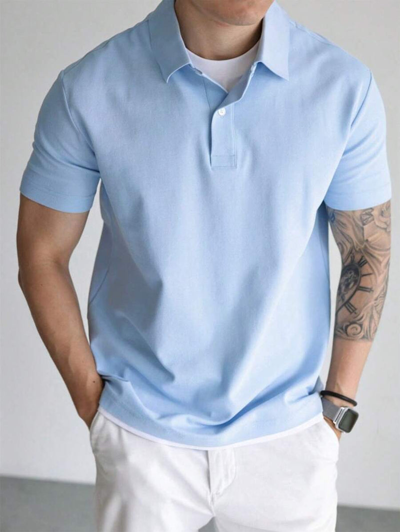 Camisa POLO Básica de Verão com Gola Clássica e Manga Curta Confortável e Respirável