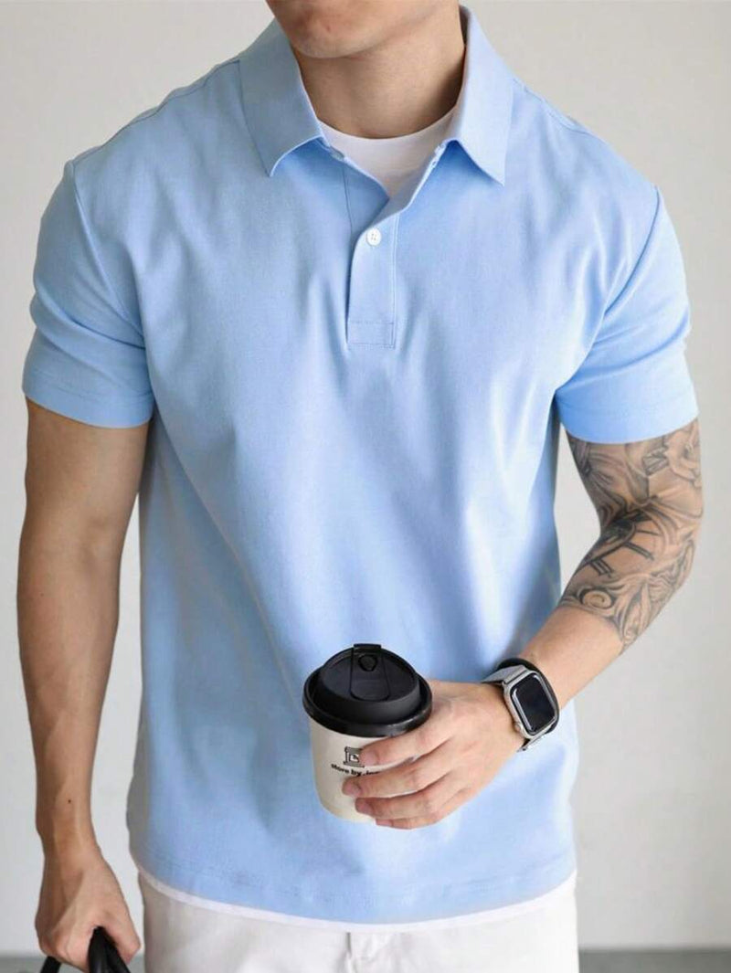 Camisa POLO Básica de Verão com Gola Clássica e Manga Curta Confortável e Respirável