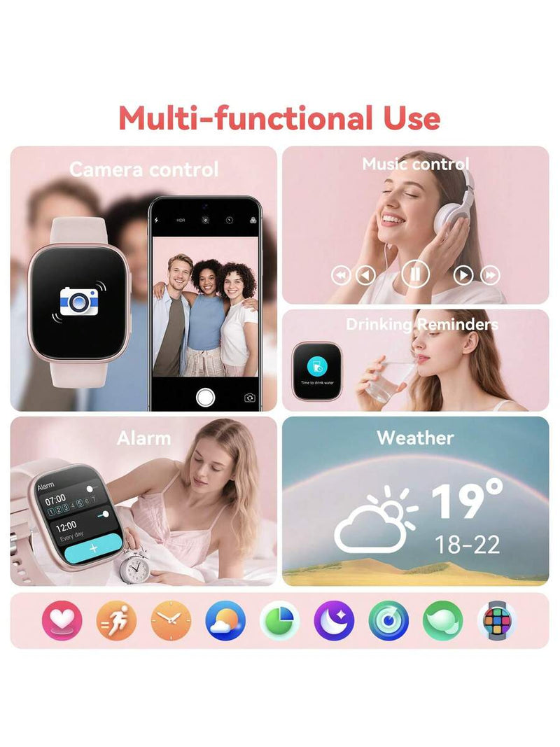 Hwagol Relógio Inteligente Atualizado 2025 (Atender/Fazer Chamadas), Tela de 1,85 Polegadas, Capacidade de Bateria de 230mAh, Relógio Inteligente Adequado para Homens e Mulheres, Rastreador de Fitness, Vários Modos Esportivos, Contador de Passos e Caloria
