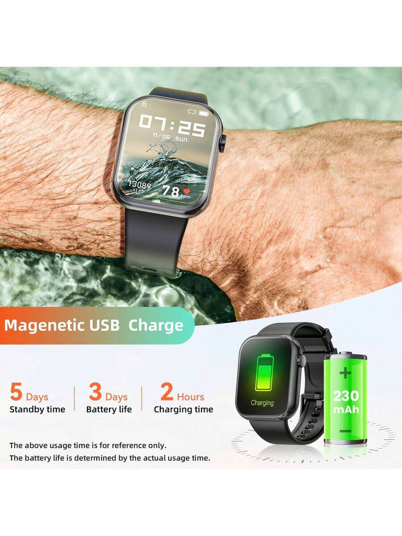 Hwagol Relógio Inteligente Atualizado 2025 (Atender/Fazer Chamadas), Tela de 1,85 Polegadas, Capacidade de Bateria de 230mAh, Relógio Inteligente Adequado para Homens e Mulheres, Rastreador de Fitness, Vários Modos Esportivos, Contador de Passos e Caloria