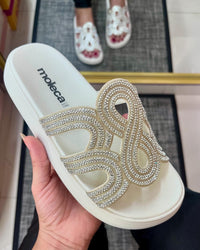 Sandália Feminina Moleca Original Com Glitter