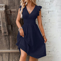 Vestido Midi Ana com Decote V e Detalhe de Laise