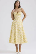 Vestido Midi Isabella Feminino Alças e Fenda Frontal