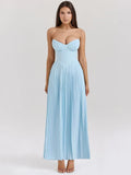Vestido Longo Sem Alças com Saia Plissada - Aurora