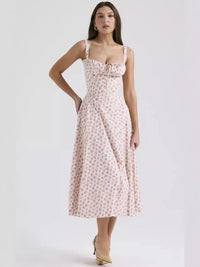 Vestido Midi Isabella Feminino Alças e Fenda Frontal