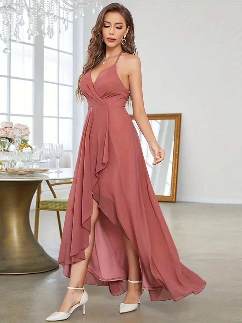 Vestido Longo Casual Feminino com Decote Transpassado e Saia Assimétrica