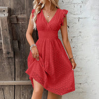 Vestido Midi Ana com Decote V e Detalhe de Laise