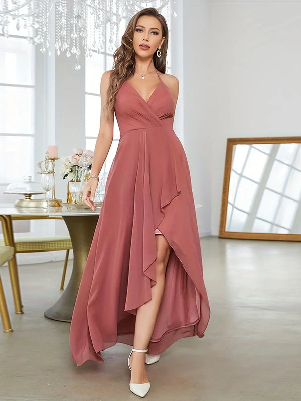Vestido Longo Casual Feminino com Decote Transpassado e Saia Assimétrica
