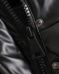 Jaqueta Lazarelle de Couro com Modelagem Puff e Algodão